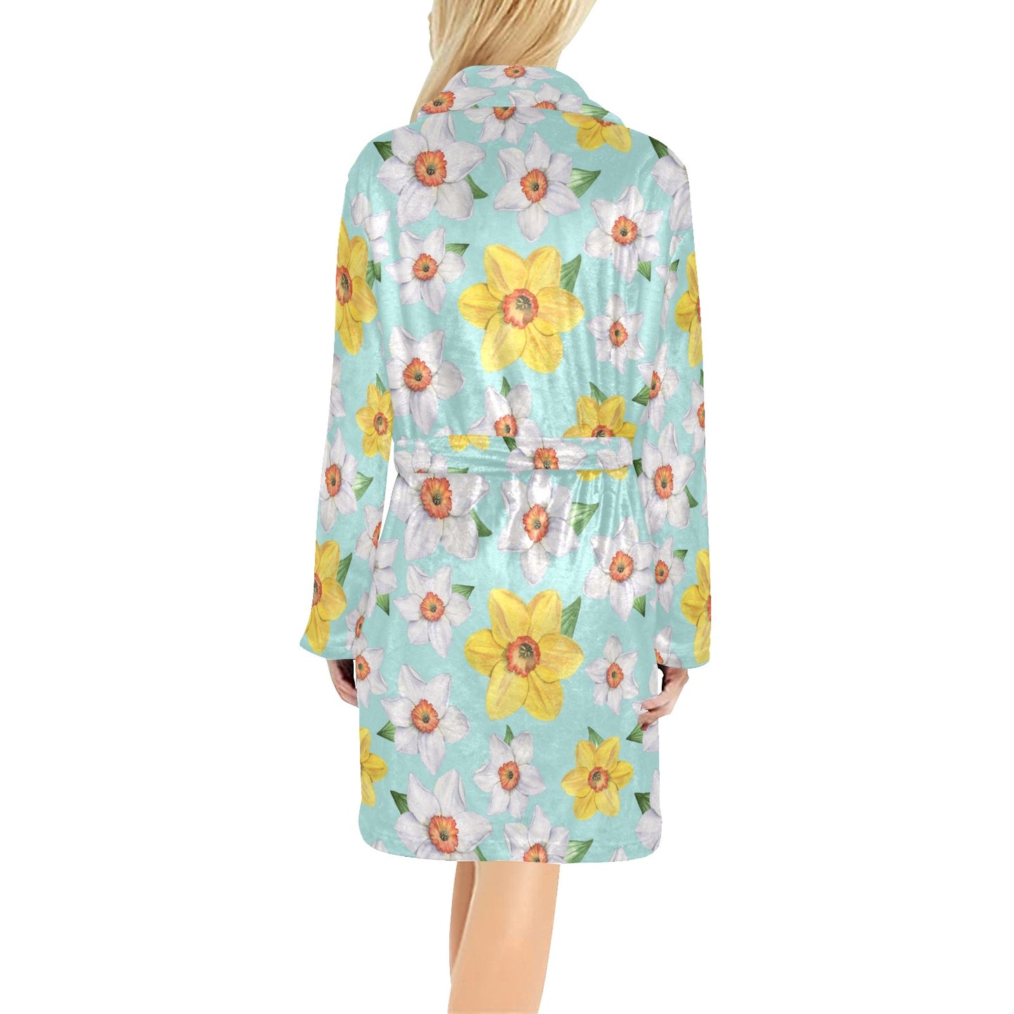 Daffodils Pattern Print Design DF07 Women's Fleece Robe