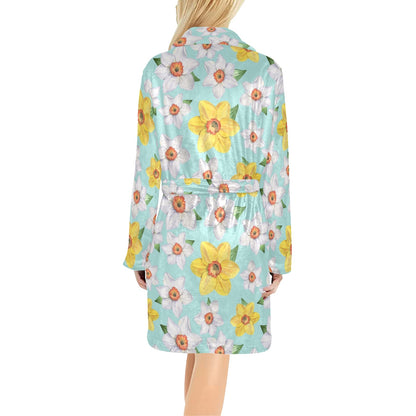 Daffodils Pattern Print Design DF07 Women's Fleece Robe