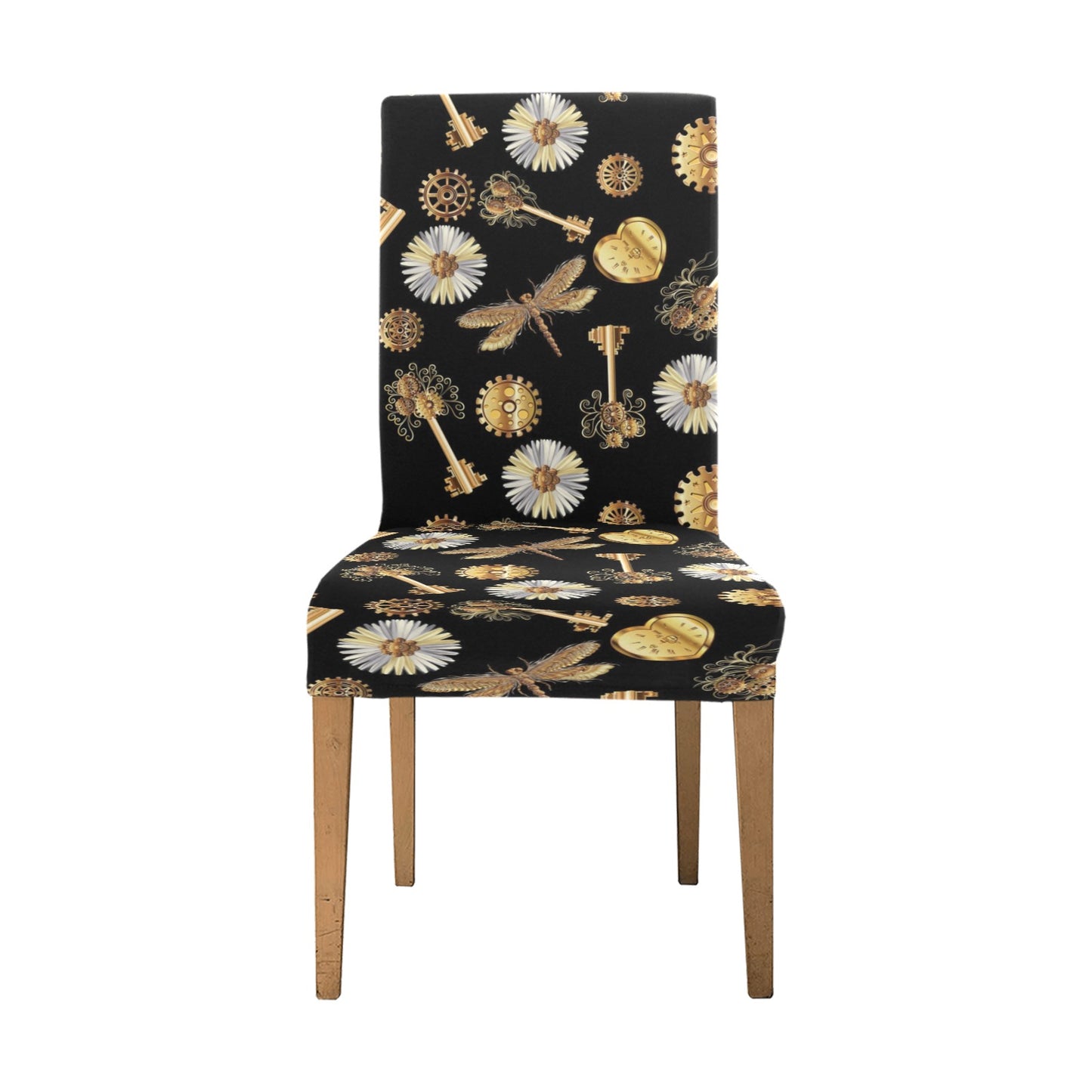 Steampunk Key Dragonfly Print Design LKS303 Dining Chair Slipcover