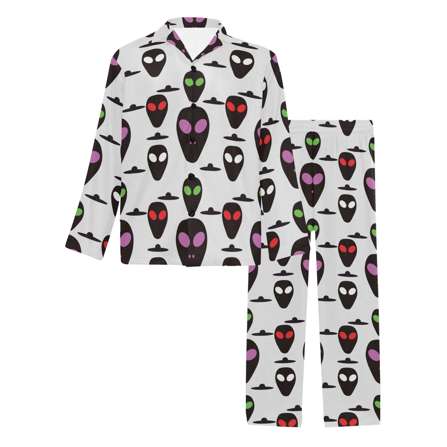 Alien Pattern Print Design 06 Men's Long Pajama Set