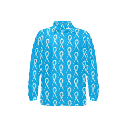 Prostate cancer Pattern Print Design A03 Long Sleeve Polo Shirt For Men's