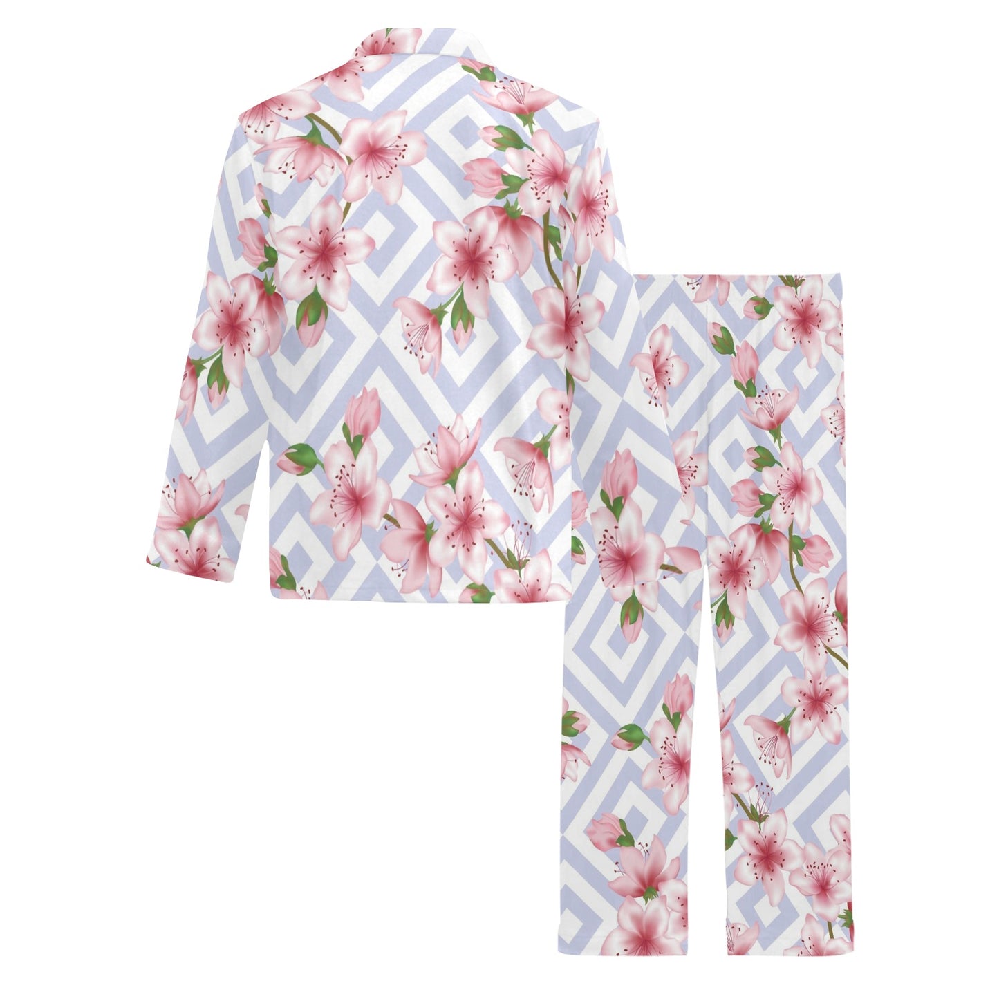Cherry Blossom Pattern Print Design CB07 Men's Long Pajama Set