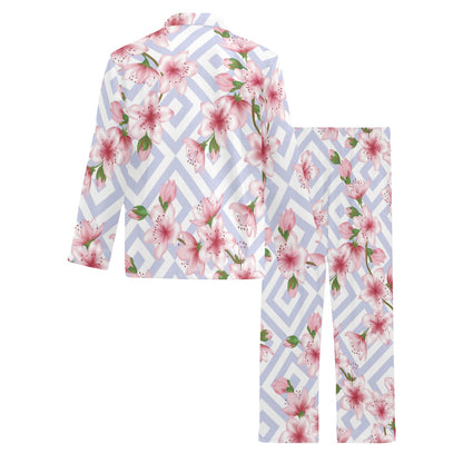 Cherry Blossom Pattern Print Design CB07 Men's Long Pajama Set