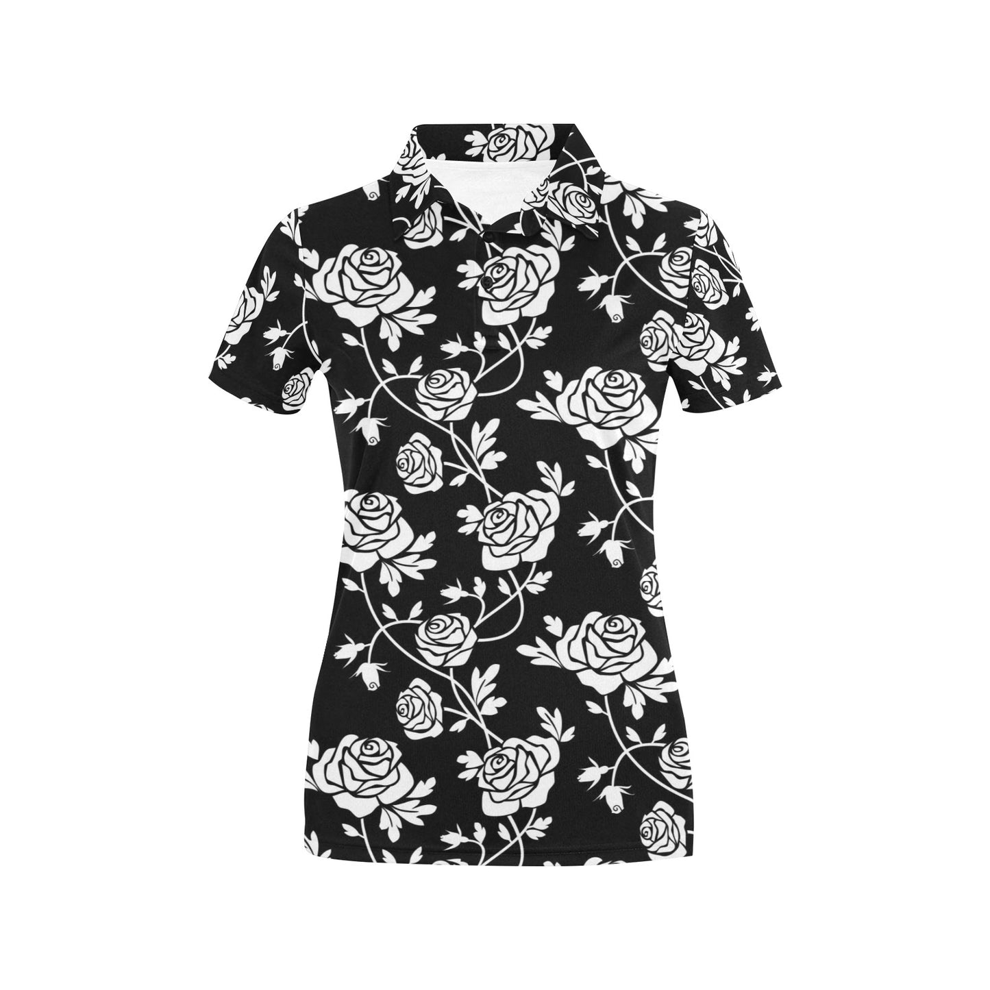Rose Pattern Print Design RO013 Women's Polo Shirt