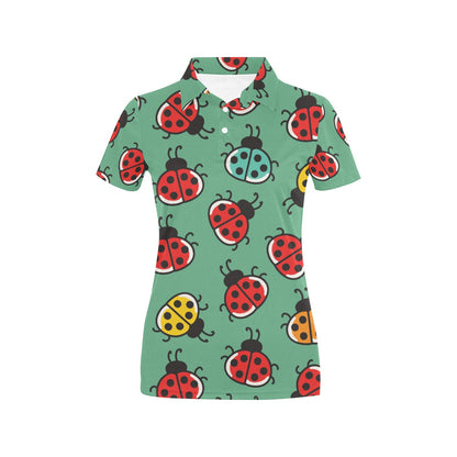 Ladybug Pattern Print Design 02 Women's Polo Shirt
