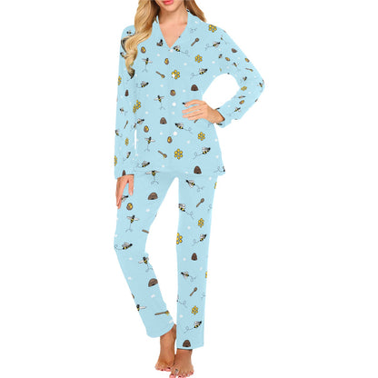 Honey Bee Print Design LKS307 Women's Long Pajama Set