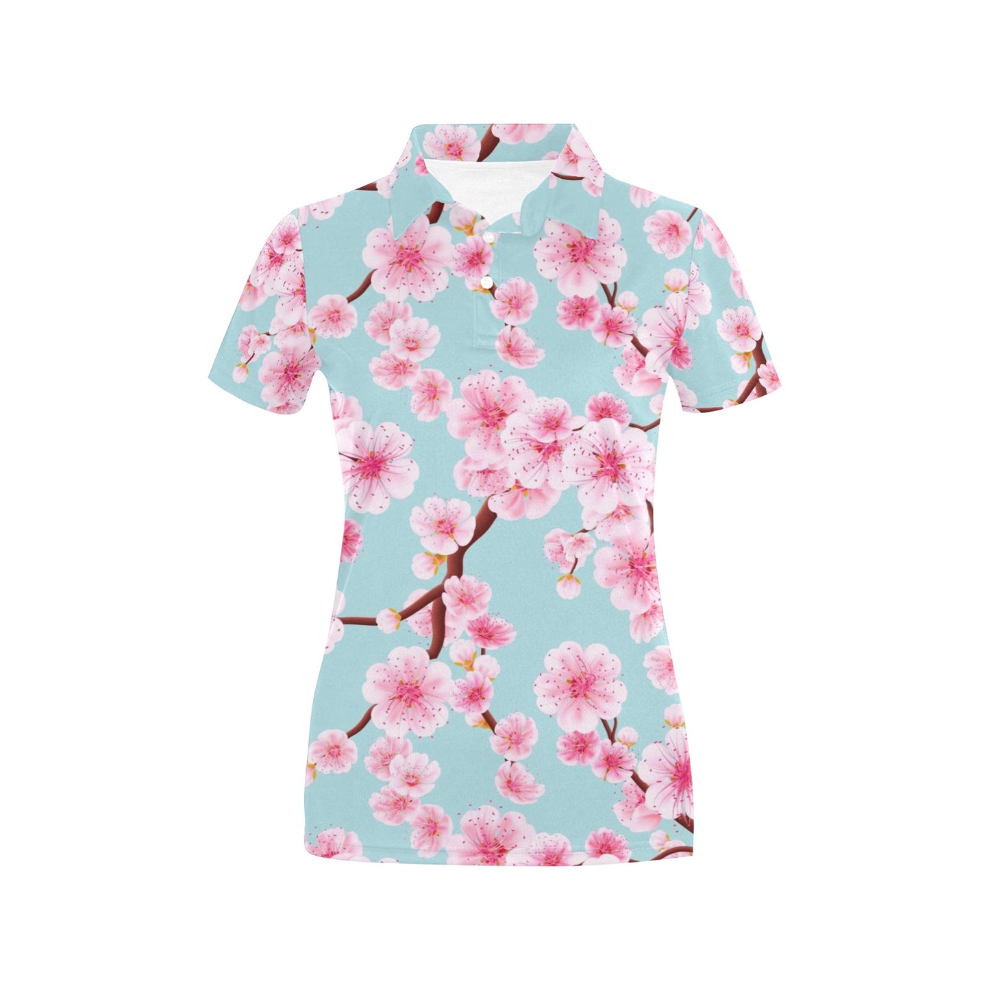 Cherry Blossom Pattern Print Design CB04 Women's Polo Shirt