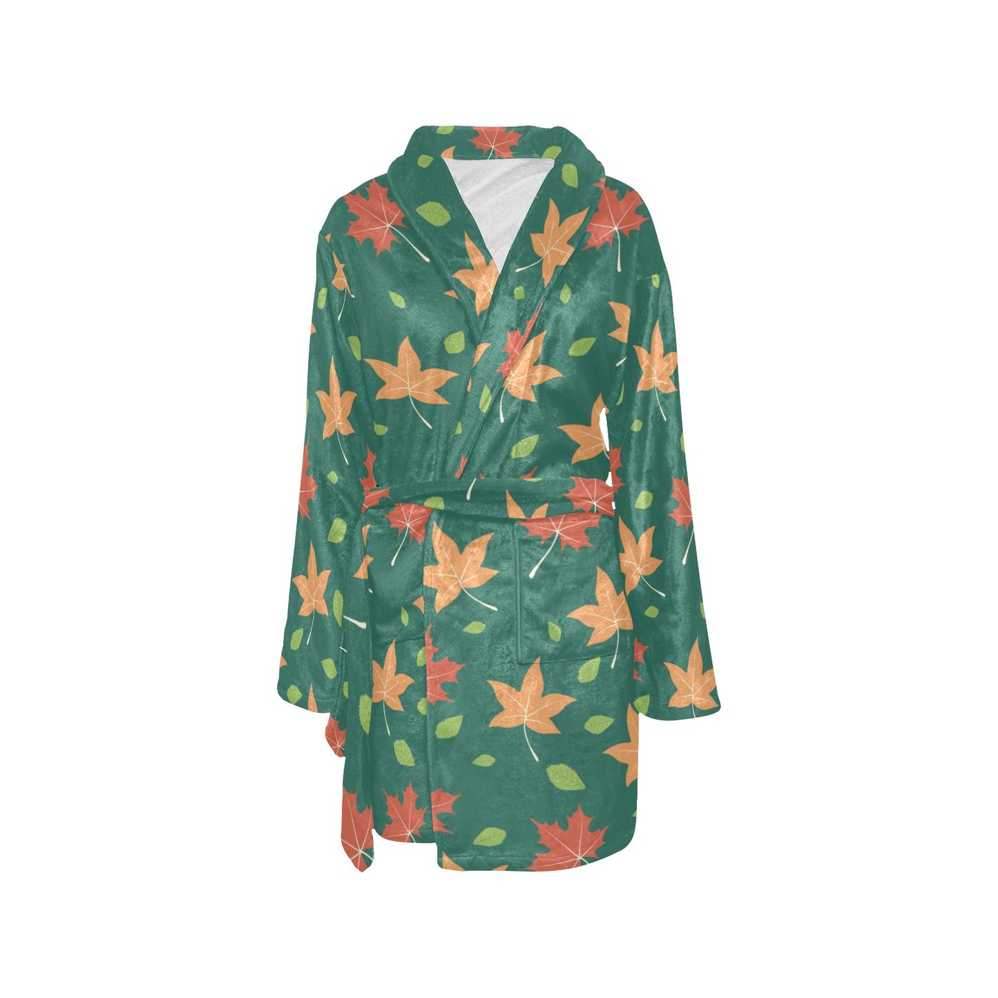 Maple Leaf Pattern Print Design 04 Women's Fleece Robe