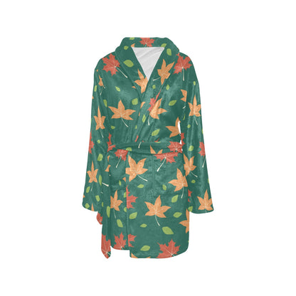 Maple Leaf Pattern Print Design 04 Women's Fleece Robe
