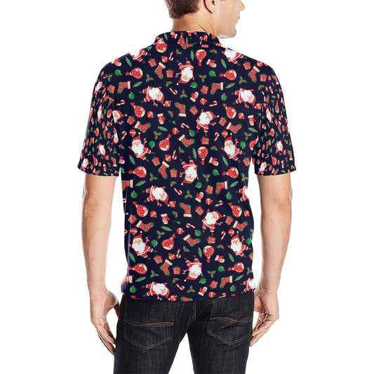 Santa Christmas Themed Print Design LKS304 Men Polo Shirt