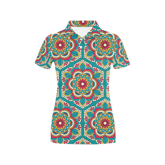 Mandala Pattern Print Design 03 Women's Polo Shirt