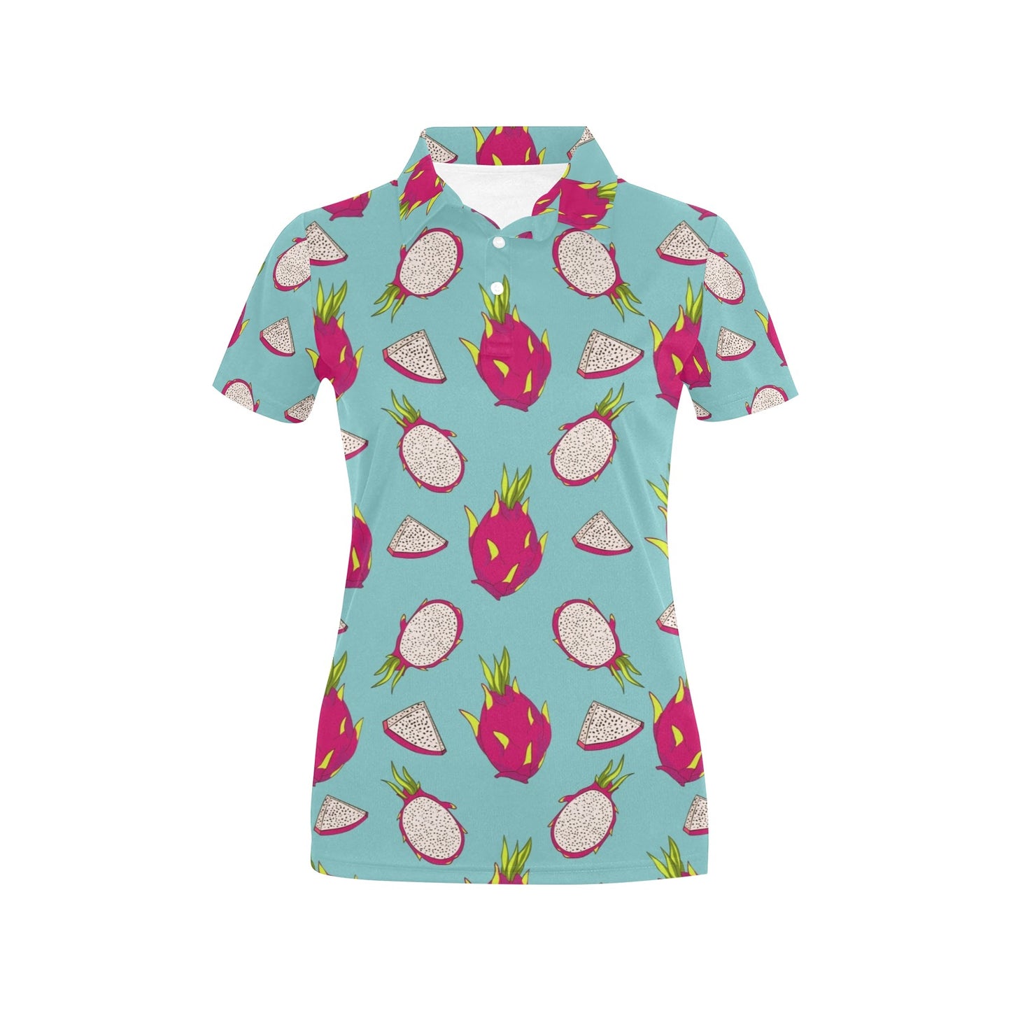 Dragonfruit Pattern Print Design DF01 Women's Polo Shirt