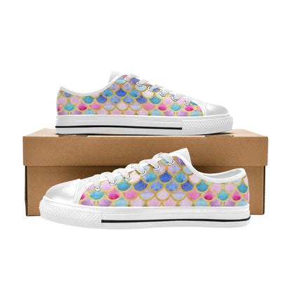 Scales Print Design LKS401 Women's White Low Top Shoes