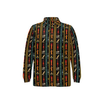 Eye of Horus Egypt Style Pattern Long Sleeve Polo Shirt For Men's