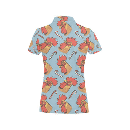 Rooster Pattern Print Design A05 Women's Polo Shirt