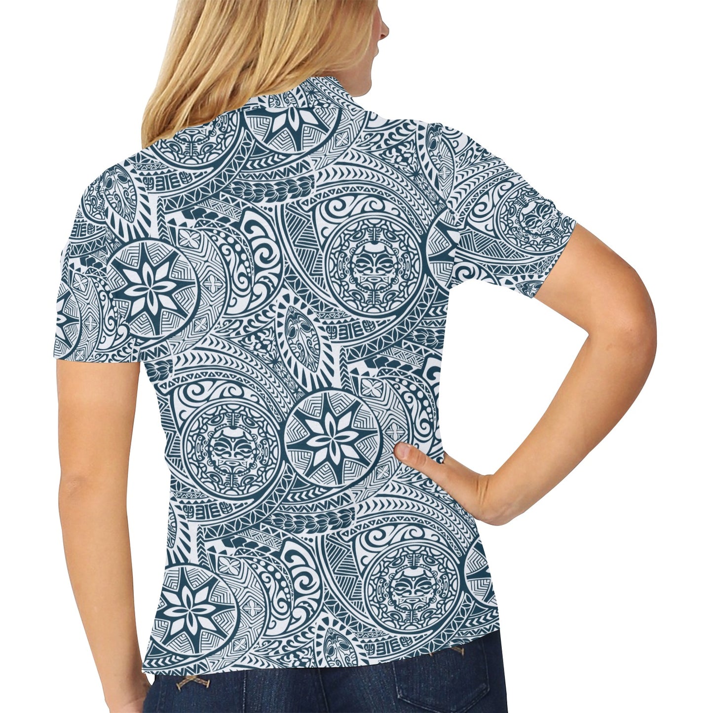 Samoan Pattern Print Design LKS306 Women's Polo Shirt