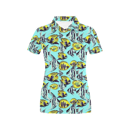 Angelfish Pattern Print Design 02 Women's Polo Shirt