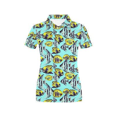 Angelfish Pattern Print Design 02 Women's Polo Shirt