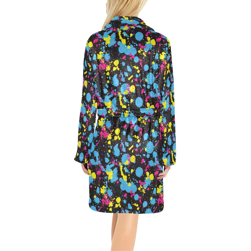 Splatter Colorful Print Design LKS301 Women's Fleece Robe