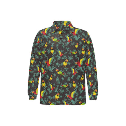 Parrot Themed Print Long Sleeve Polo Shirt For Men's
