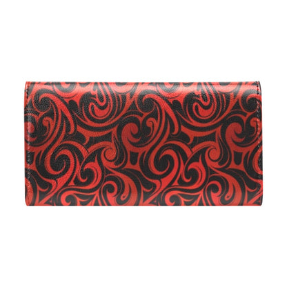 Maori Red Black Themed Design Women's Trifold Wallet