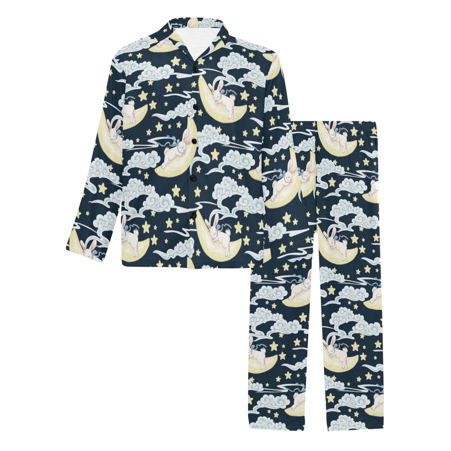 Rabbit Sleeping Pattern Print Design RB08 Men's Long Pajama Set