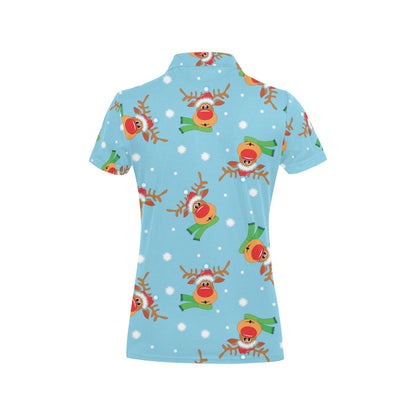 Reindeer cute Pattern Print Design 02 Women's Polo Shirt