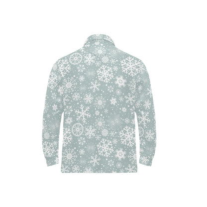 Snowflake Print Design LKS303 Long Sleeve Polo Shirt For Men's