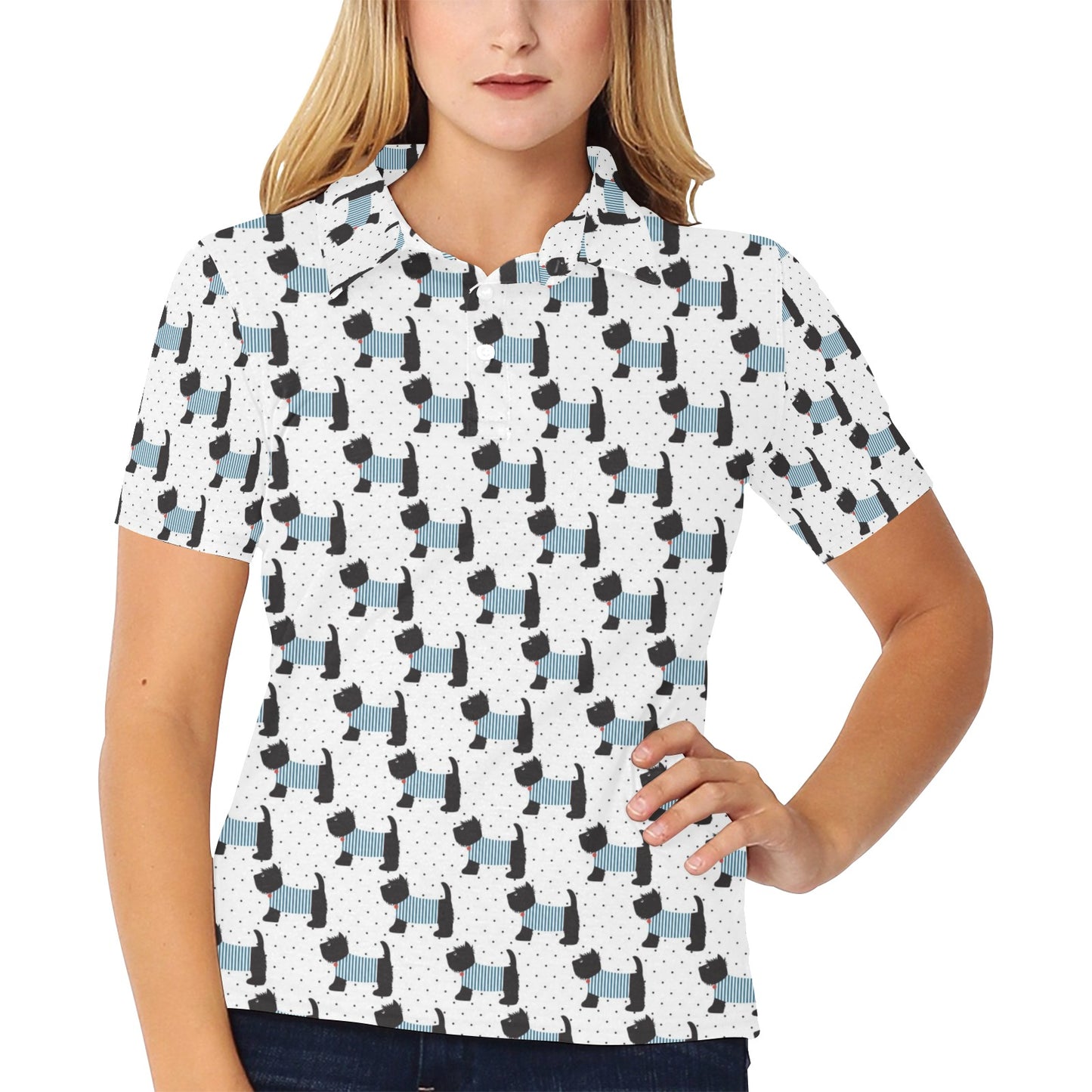Scottish Terriers Print Design LKS3012 Women's Polo Shirt