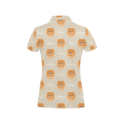 Pomeranians Pattern Print Design A04 Women's Polo Shirt