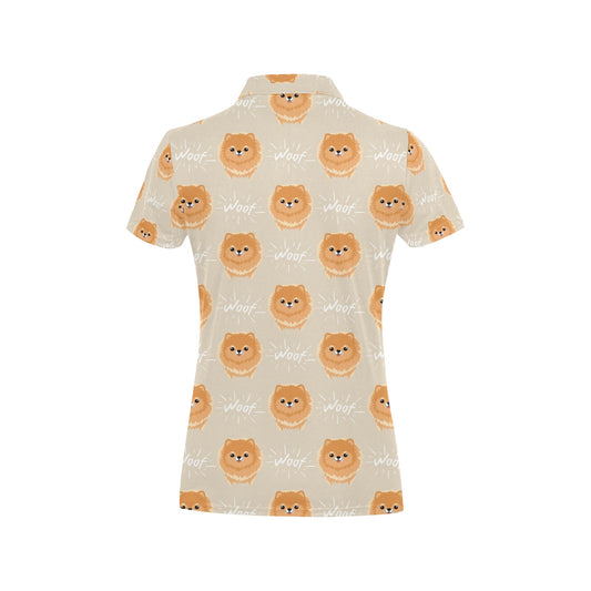 Pomeranians Pattern Print Design A04 Women's Polo Shirt