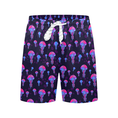 Jellyfish Neon Print Men's Swim Trunks Beach Shorts