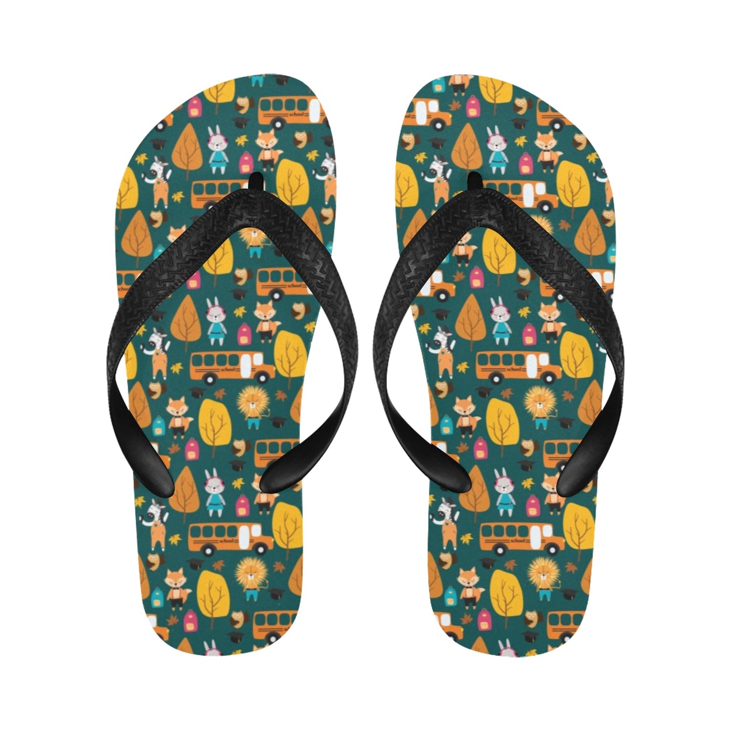 School Bus Print Design LKS309 Flip Flops