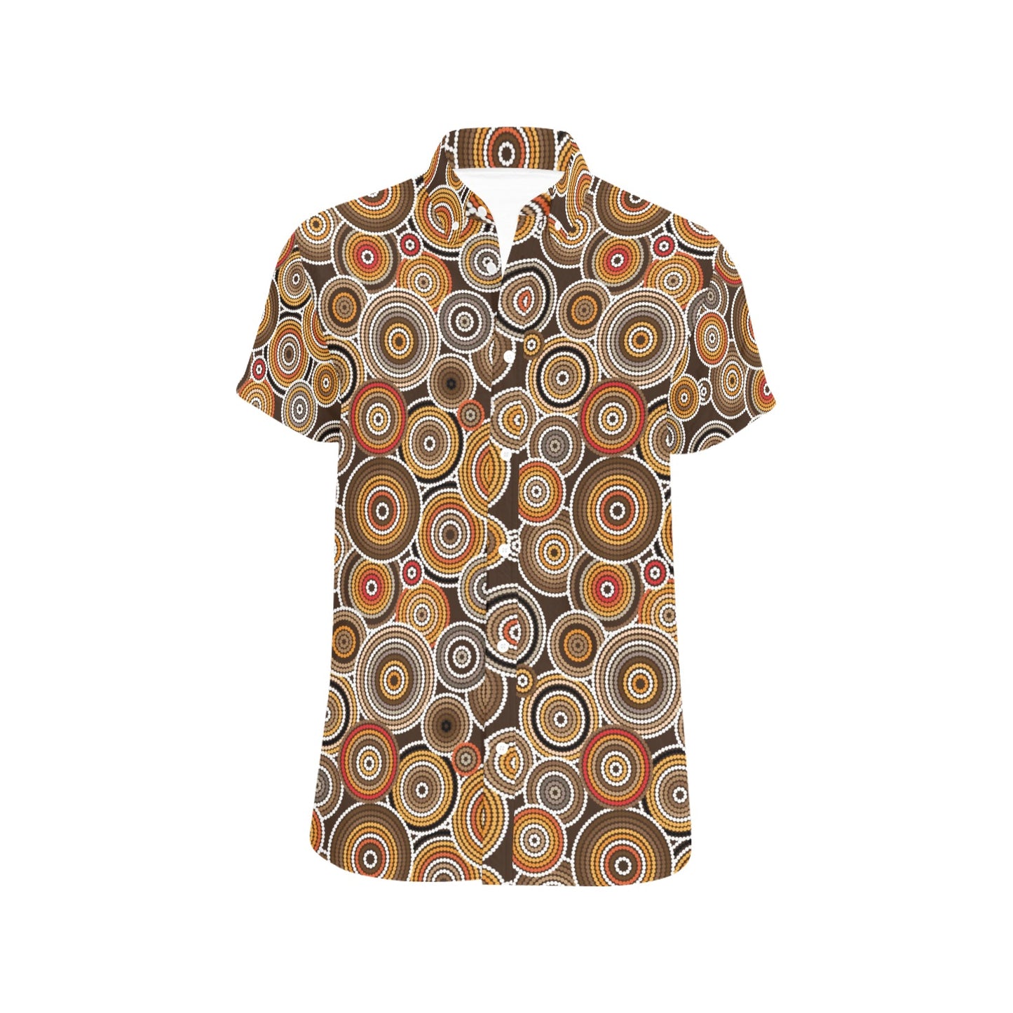 Aboriginal Print Design LKS402 Men Short Sleeve Button Up Shirt