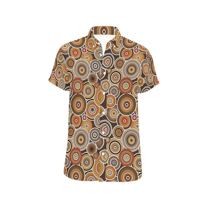 Aboriginal Print Design LKS402 Men Short Sleeve Button Up Shirt