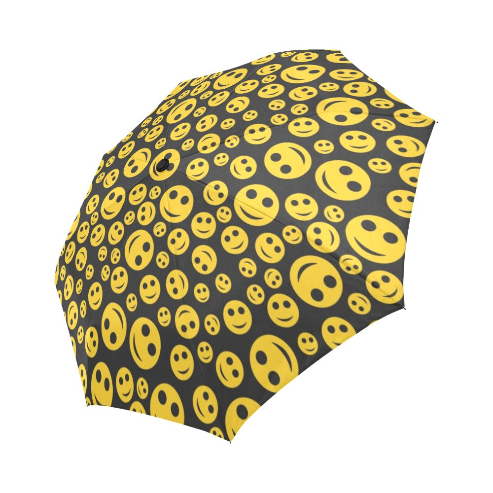 Smiley Face Emoji Print Design LKS304 Anti-UV Automatic Umbrella