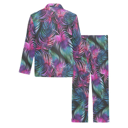 Palm Leaves Pattern Print Design PL010 Men's Long Pajama Set