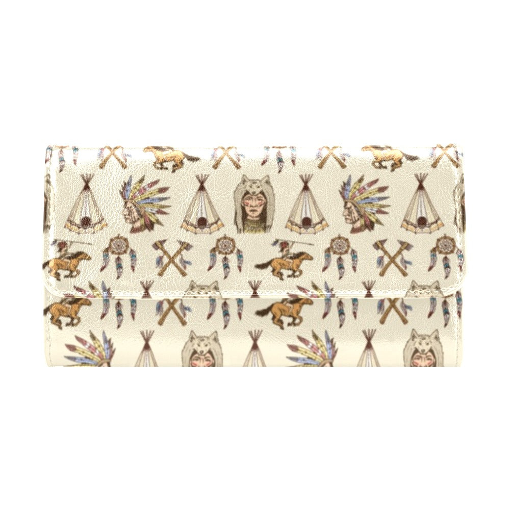 Native Indian Pattern Design Print Women's Trifold Wallet
