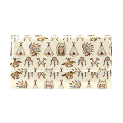 Native Indian Pattern Design Print Women's Trifold Wallet