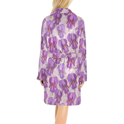 Iris Pattern Print Design IR05 Women's Fleece Robe