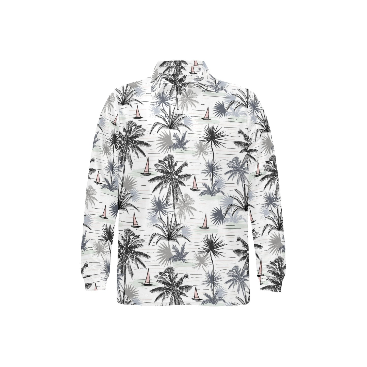 Pacific island Pattern Print Design A04 Long Sleeve Polo Shirt For Men's