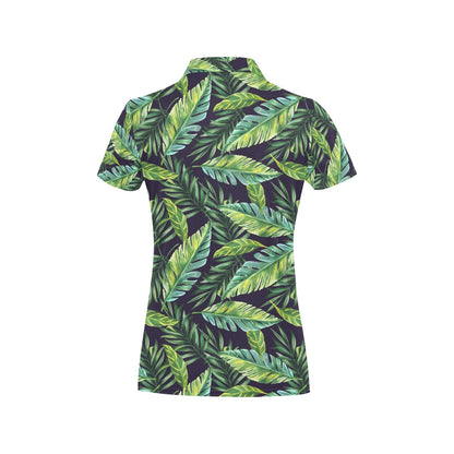 Tropical Flower Pattern Print Design TF06 Women's Polo Shirt