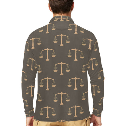 Libra Pattern Print Design 01 Long Sleeve Polo Shirt For Men's