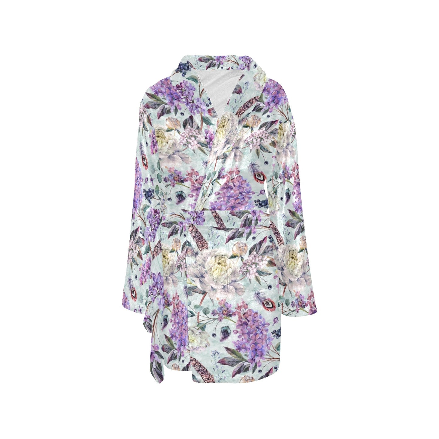 Lilac Pattern Print Design LI06 Women's Fleece Robe