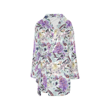 Lilac Pattern Print Design LI06 Women's Fleece Robe
