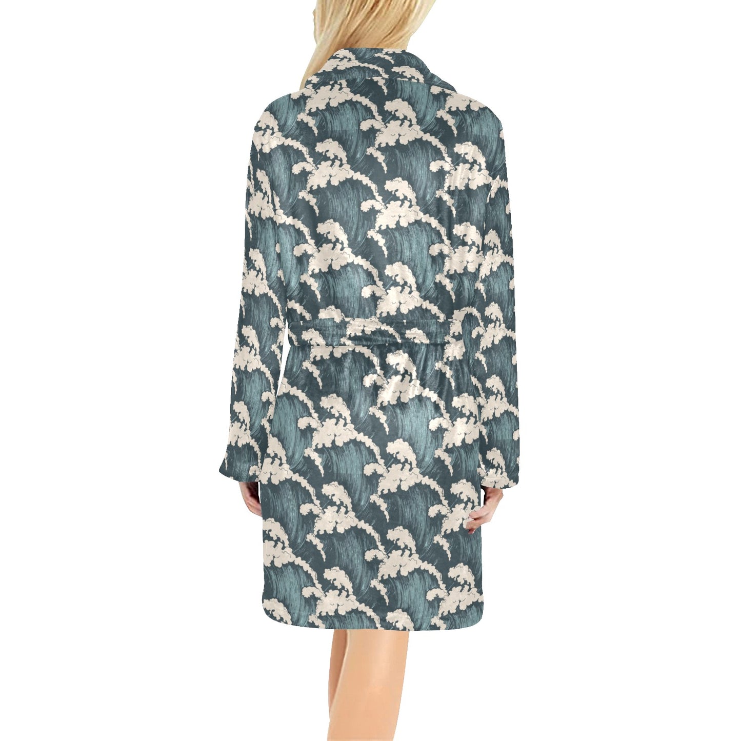 Wave Art Print Women's Fleece Robe