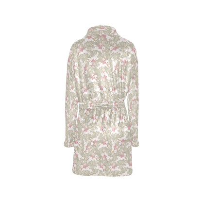 Bunny Pattern Print Design 06 Women's Fleece Robe