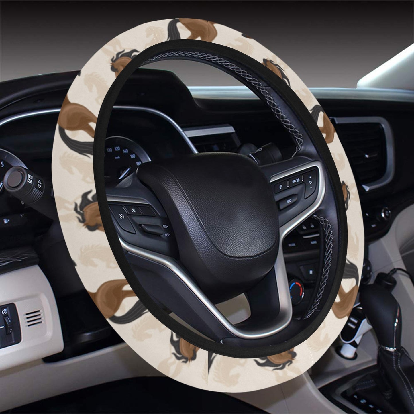 Horse Print Design LKS308 Steering Wheel Cover with Elastic Edge