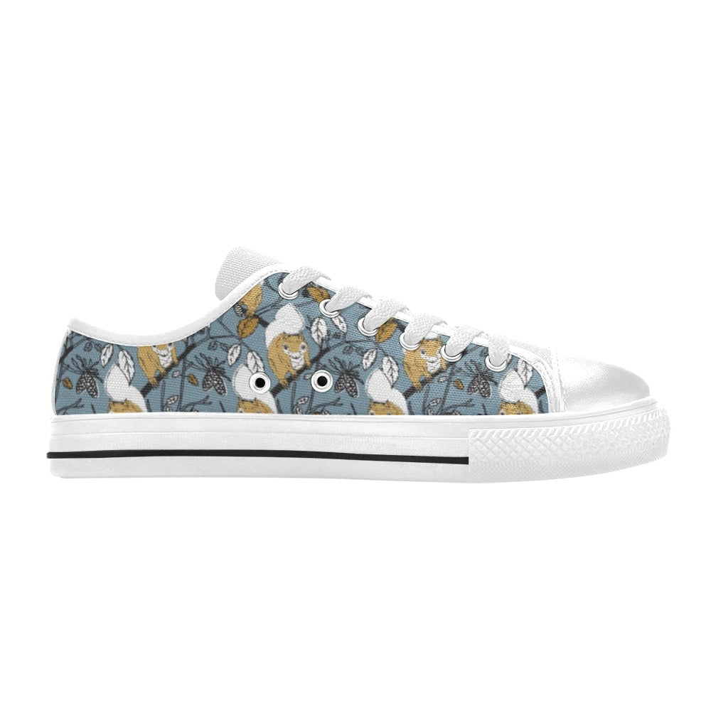 Squirrel Print Design LKS305 Women's White Low Top Shoes