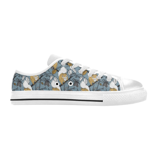 Squirrel Print Design LKS305 Women's White Low Top Shoes
